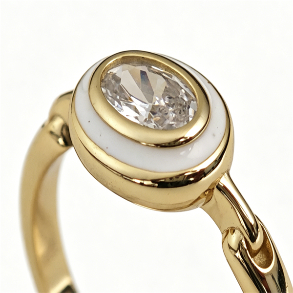 Oval-Cut Zircon Enamel Ring - Image 6