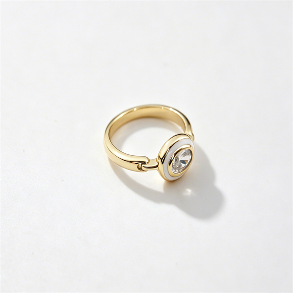 Oval-Cut Zircon Enamel Ring - Image 2