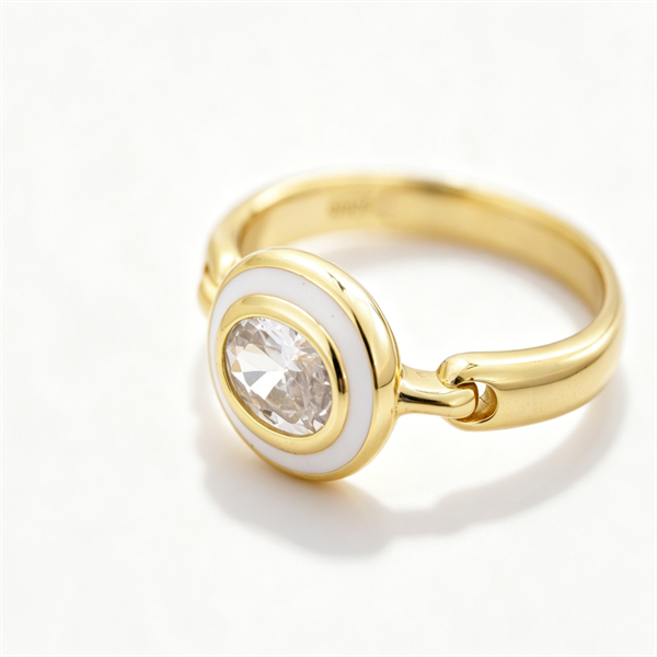 Oval-Cut Zircon Enamel Ring - Image 3