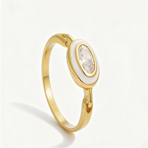 Oval-Cut Zircon Enamel Ring - Image 4