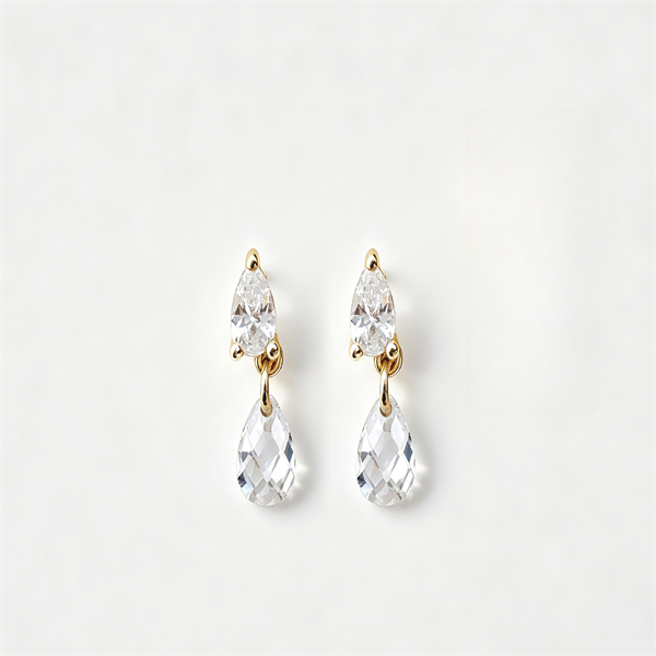 Double Pear-Shaped Zircon Drop Earrings