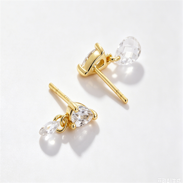 Double Pear-Shaped Zircon Drop Earrings - Image 2