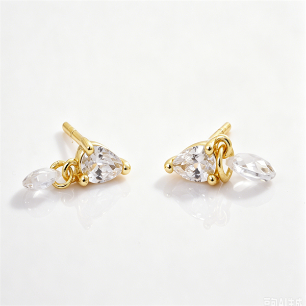 Double Pear-Shaped Zircon Drop Earrings - Image 3