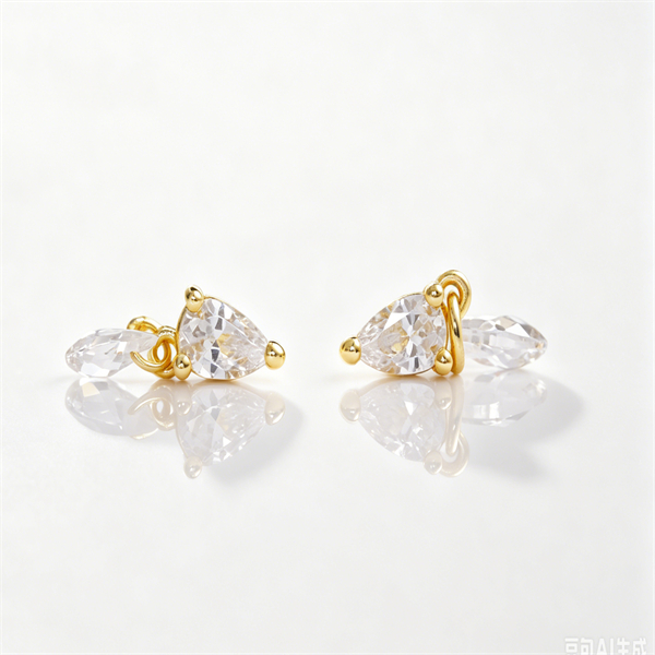 Double Pear-Shaped Zircon Drop Earrings - Image 4