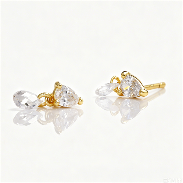 Double Pear-Shaped Zircon Drop Earrings - Image 5