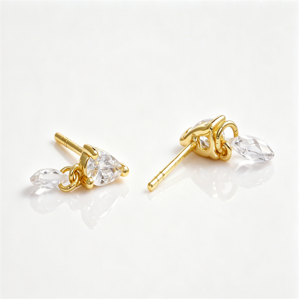 Double Pear-Shaped Zircon Drop Earrings - Image 8
