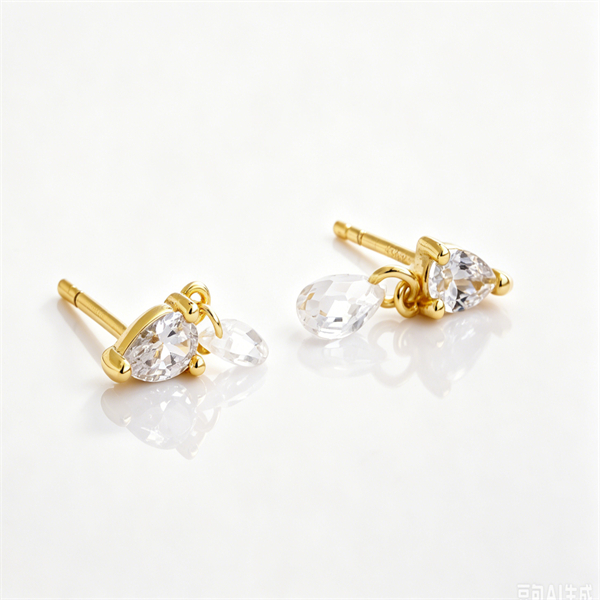 Double Pear-Shaped Zircon Drop Earrings - Image 9
