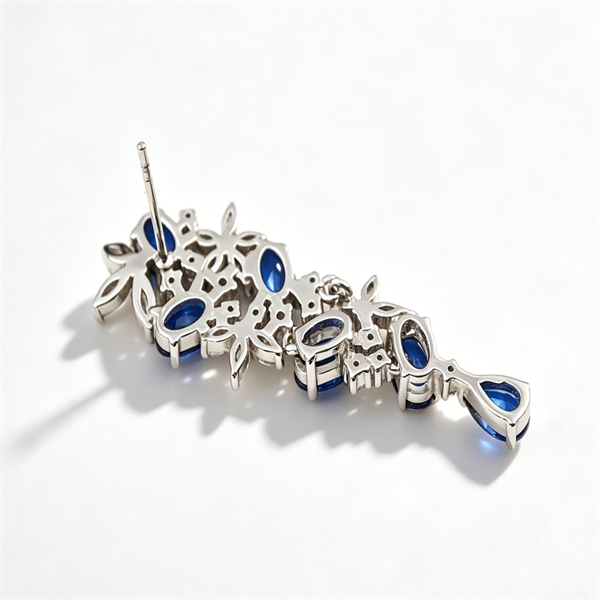 Oval-Cut Sapphire Dangling Evening Earrings - Image 11