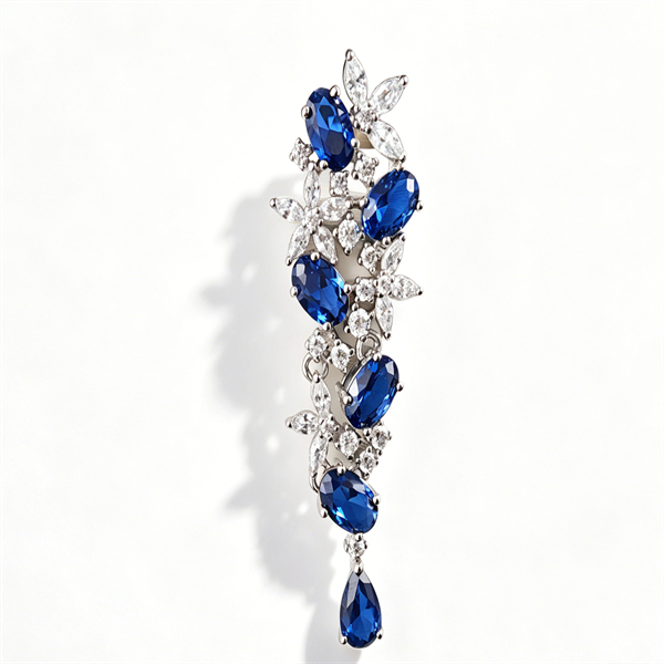 Oval-Cut Sapphire Dangling Evening Earrings - Image 2