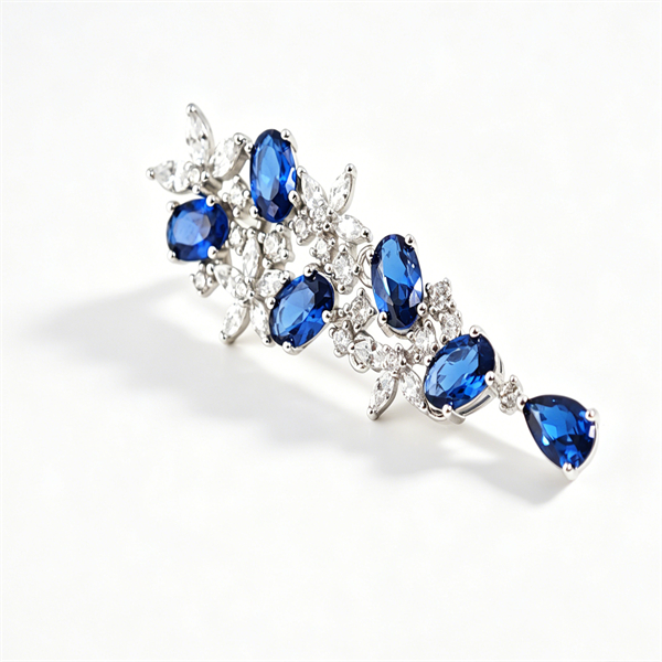 Oval-Cut Sapphire Dangling Evening Earrings - Image 4