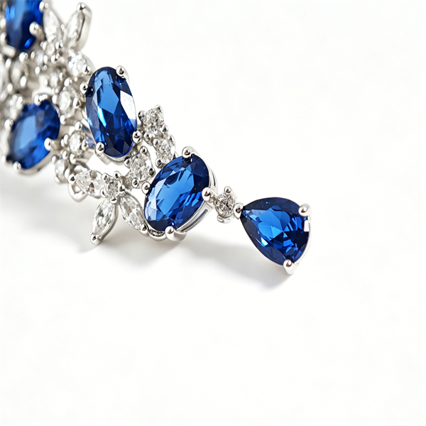 Oval-Cut Sapphire Dangling Evening Earrings - Image 5