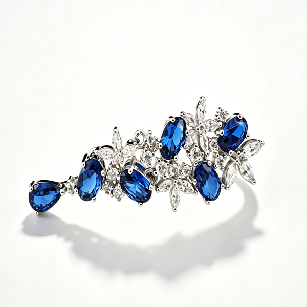 Oval-Cut Sapphire Dangling Evening Earrings - Image 7