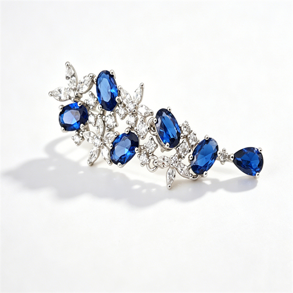 Oval-Cut Sapphire Dangling Evening Earrings