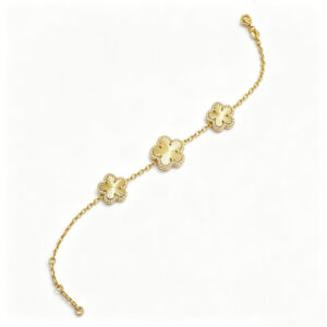 14K Gold-Plated Flower Pavé Zircon Bracelet