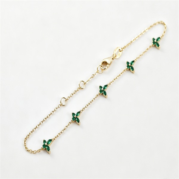 S925 Silver Green Spinel Butterfly Bracelet - Image 4