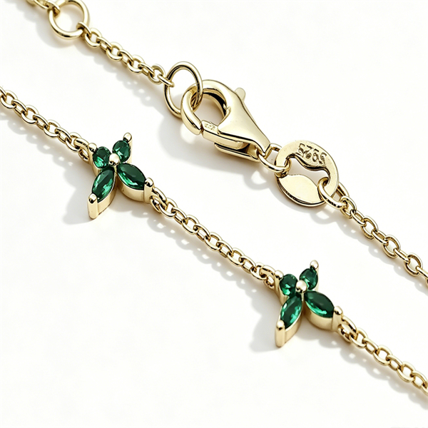 S925 Silver Green Spinel Butterfly Bracelet - Image 5