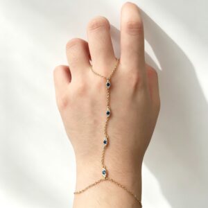 S925 Silver Gold-Plated Evil Eye Sapphire Hand Chain