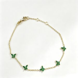 S925 Silver Green Spinel Butterfly Bracelet