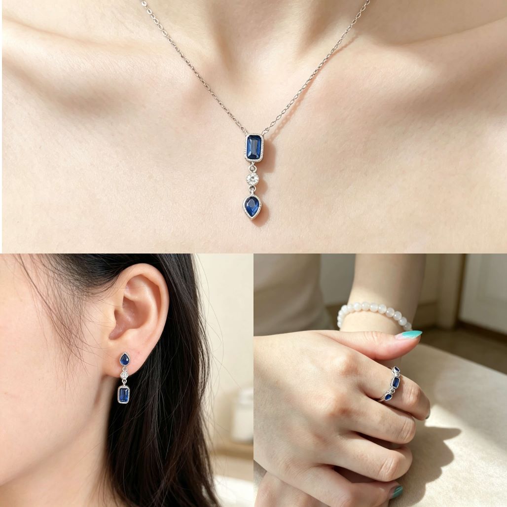 Custom S925 sterling silver cubic zirconia jewelry set for jewelry brands
