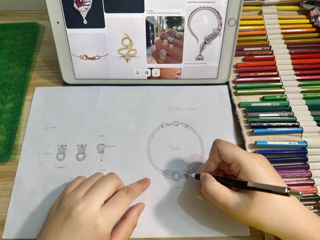 custom jewelry manufacturing process sketch design